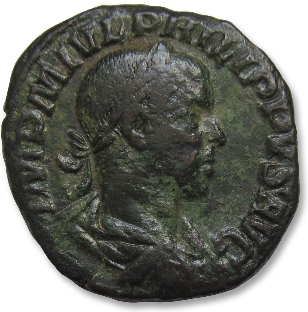 罗马帝国. Philip II (AD 247-249). Sestertius Rome mint - LIBERALITAS AVGG III, Philip II and Philip I seated left - #1.2