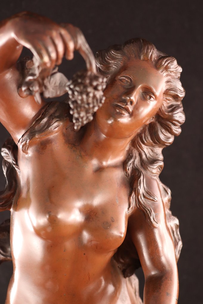 Pierre Emile Leysalle (1847-?) - Rzeźba, Bacchante - 60 cm - Brązowy, Marmur #1.1