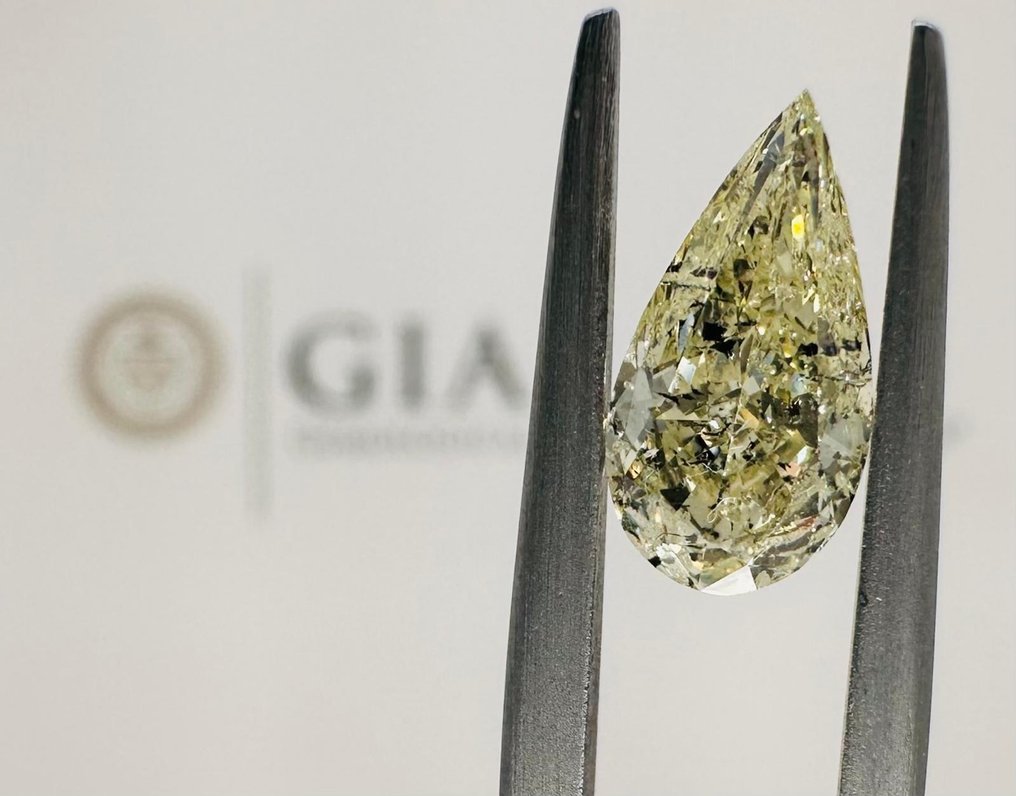 1 pcs Diamant - 1.37 ct - Birne, Brillant - fancy light yellow - Auf dem Zertifikat nicht vermeldet #3.3