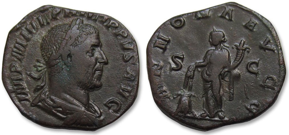 Romerska riket. Philip I (AD 244-249). Sestertius Rome mint circa 246 A.D. - ANNONA AVG - #2.1
