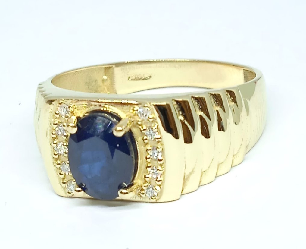 Δαχτυλίδι - 18 καράτια Κίτρινο χρυσό Ζαφείρι - Διαμάντι #4.3