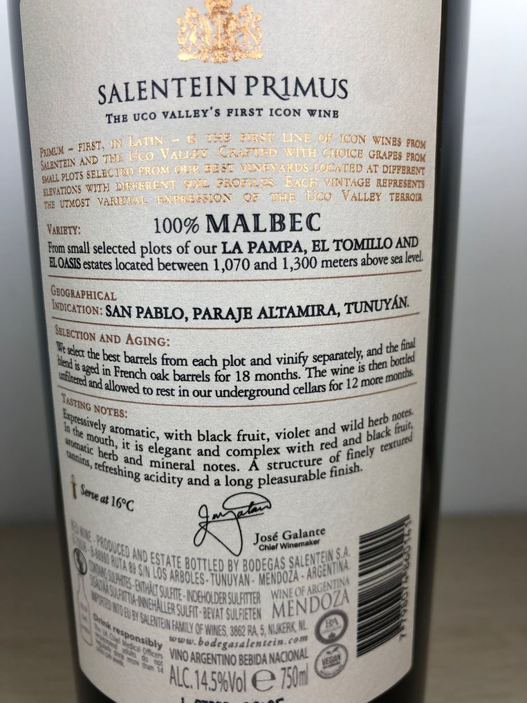 2021 Salentein Primus Malbec - Mendoza - 6 Bottles (0.75L) #2.1