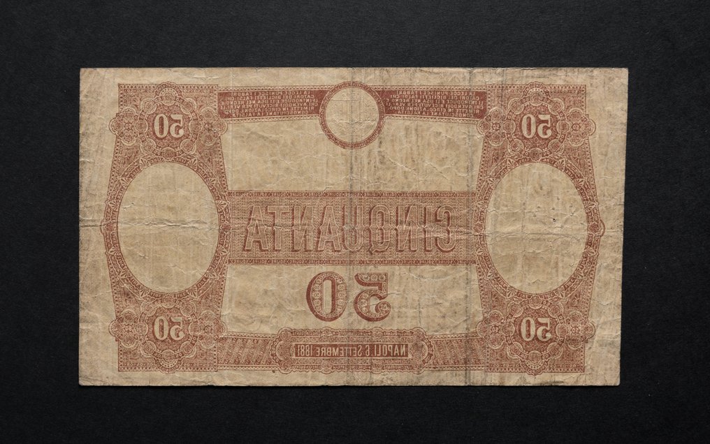 意大利, 那不勒斯银行 - 50 Lire 06/09/1881 Galilei - Gigante BN 4A #2.1