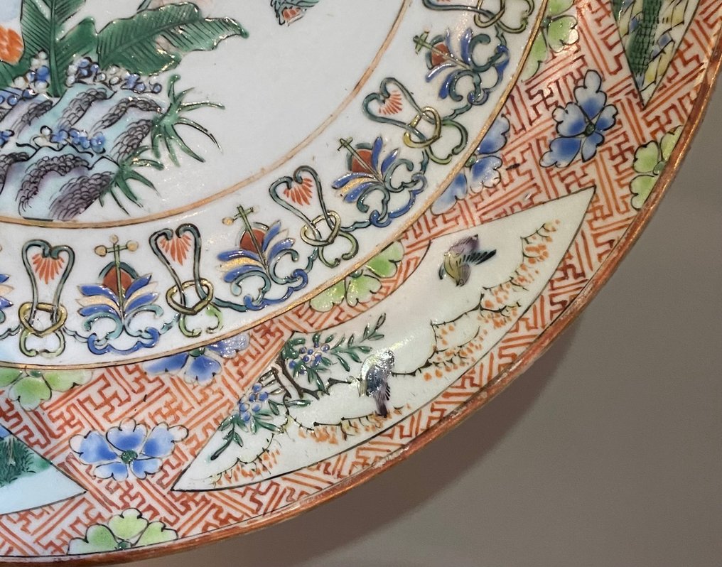 Plade - Scene med tegn - Porcelæn - Canton - Kina - XIX århundrede #2.2