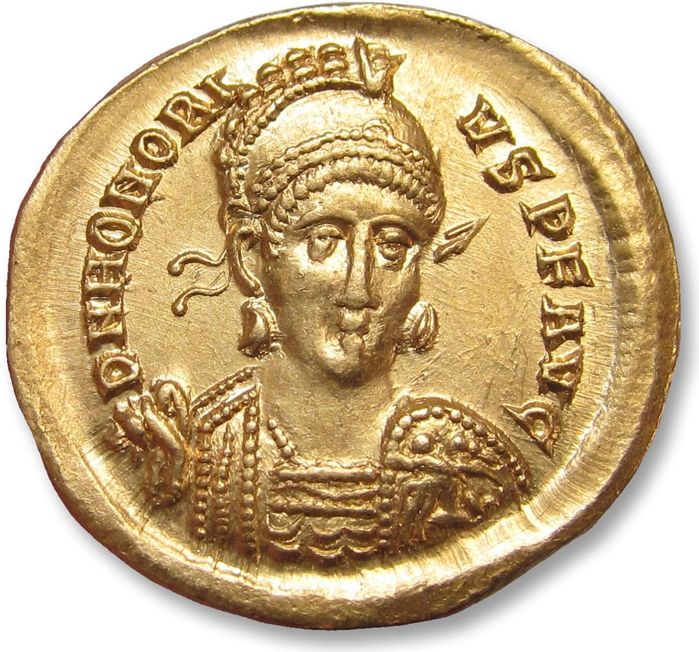 Império Romano. Honório (393-423 d.C.). Solidus Constantinople mint, 10th officina (I) 395-402 A.D. #1.2