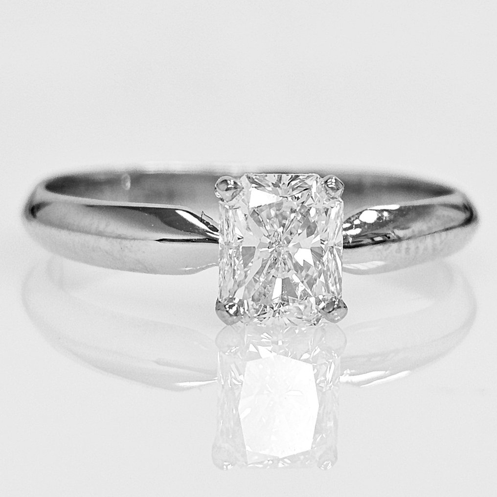 订婚戒指 - 18K包金 白金 -  1.00ct. tw. 钻石  (天然) #1.1