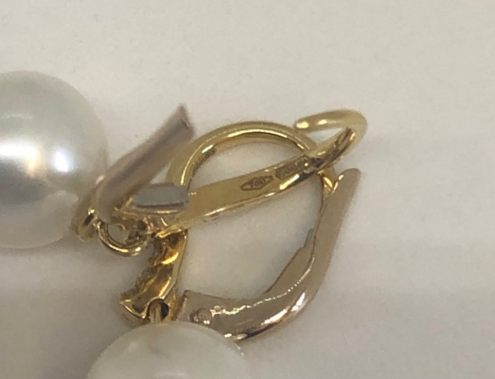 Orecchini Oro giallo 18 carati -Perle d'acqua dolce -  0.06 tw. Diamante  (Naturale)  #3.2