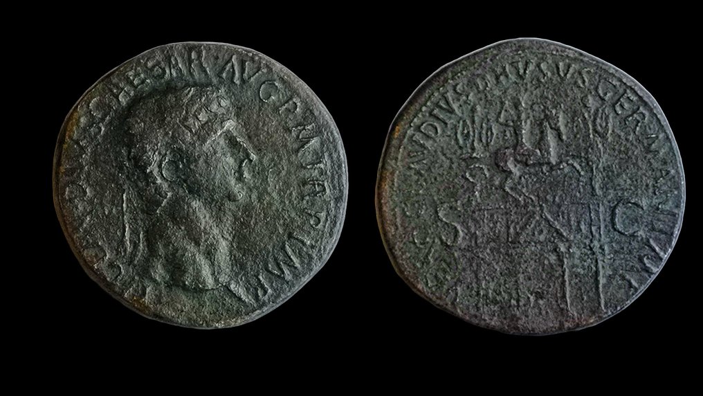 羅馬帝國. 克勞狄一世 (AD 41-54). Sestertius Rome - Triumphal arch #1.1