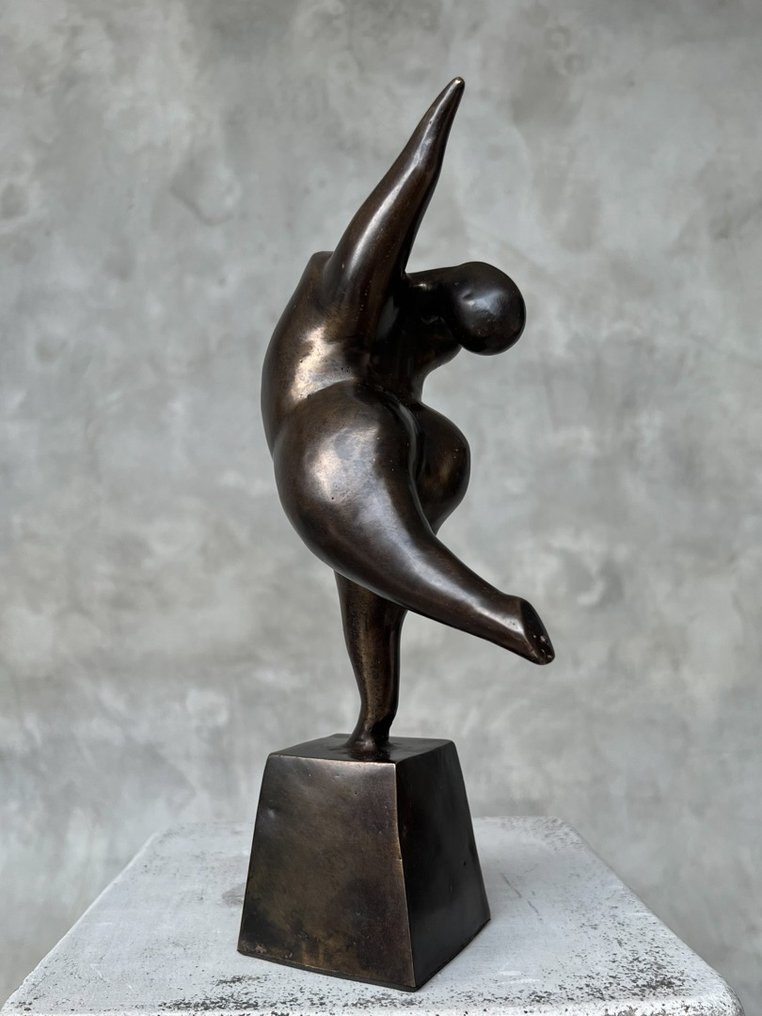 Rzeźba, NO RESERVE PRICE - Voluptuous Dancing Lady Statue - Bronze - 26 cm - Brązowy #3.2