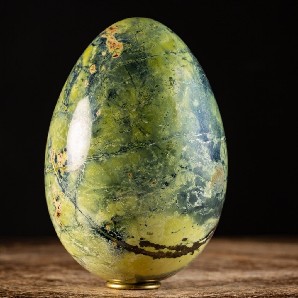 Σερπεντίνη και Πυρίτης Πολύ ωραίο Serpentine Egg - Dragon Egg - Ύψος: 170 mm - Πλάτος: 120 mm- 3102 g #1.1