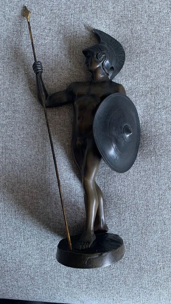 Sculptură, "Guerriero Greco con Lancia e Scudo", - 38.5 cm - Bronz #2.2