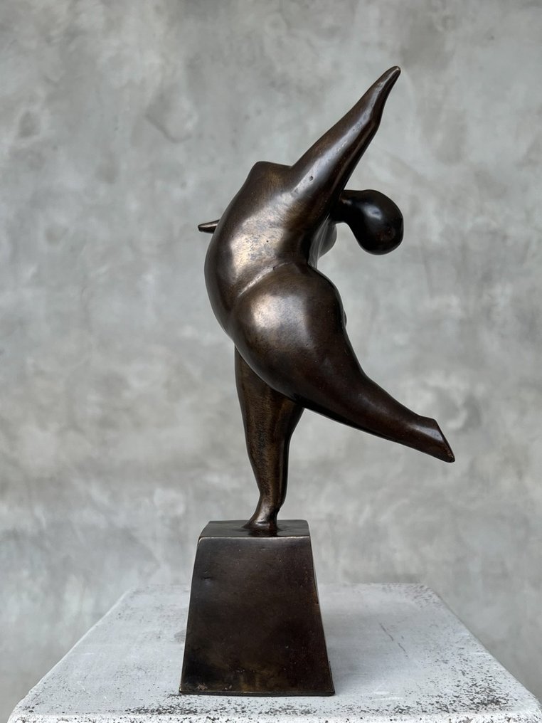 Rzeźba, NO RESERVE PRICE - Voluptuous Dancing Lady Statue - Bronze - 26 cm - Brązowy #4.3