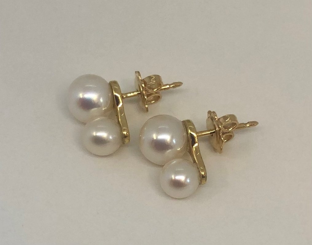 Earrings Yellow Gold 18K - FreshWater Pearls  #1.1