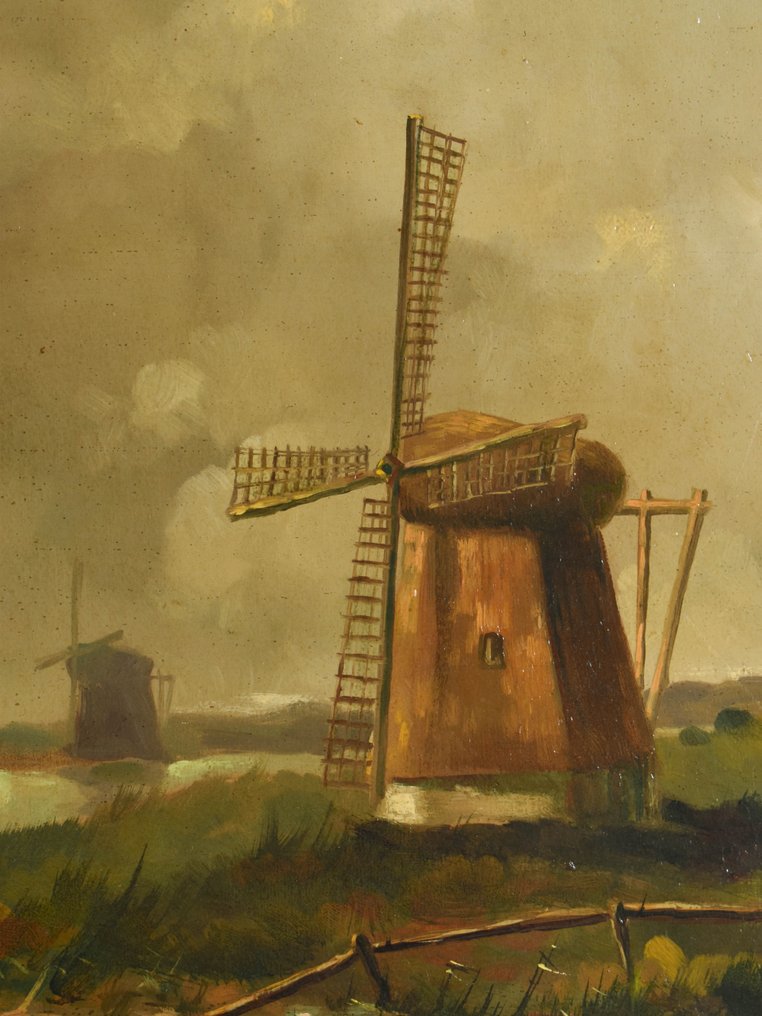 Willem Cornelis Rip (1856-1922) - Dutch Windmills in the Polder #2.2