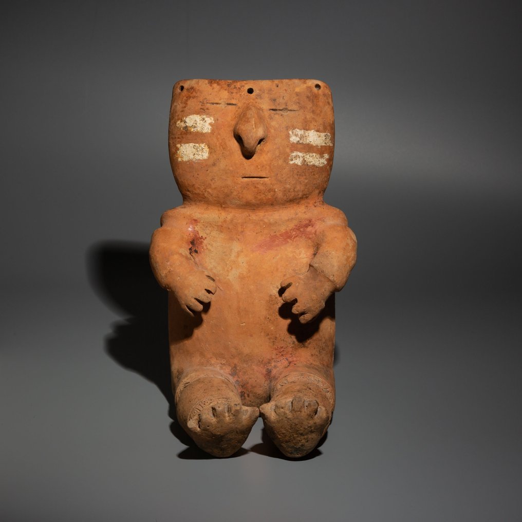 哥伦比亚金巴亚, Terracotta 拟人化人物。公元 400-700 年。 24.5 厘米高。具有西班牙进口许可证。 #1.1