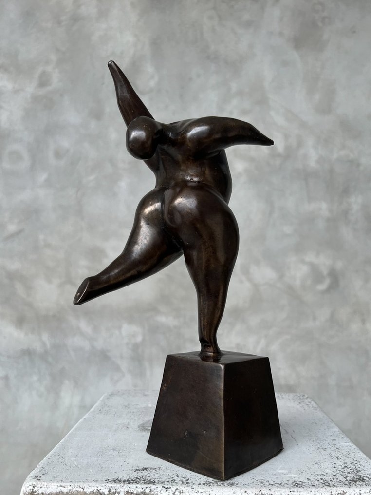 Rzeźba, NO RESERVE PRICE - Voluptuous Dancing Lady Statue - Bronze - 26 cm - Brązowy #1.0