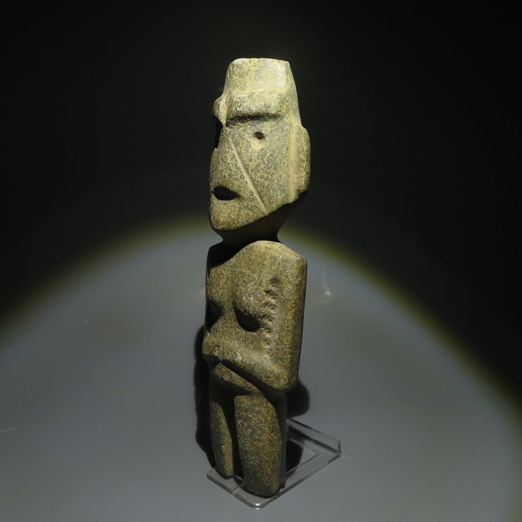 Mezcala, Estado de Guerrero, Mexico Stone Anthropomorphic Idol. 300-100 BC. 22 cm height. Spanish Export License. #1.2