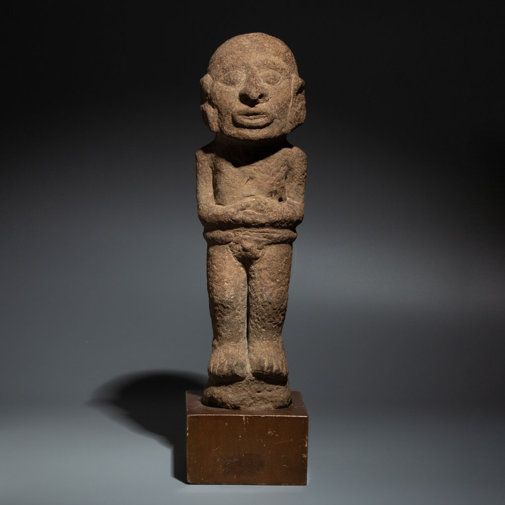 Huasteca, Mexiko Vulkanisches Gestein Vulkanischer Gesteinskopf. 9. bis 16. Jahrhundert n. Chr. 32 cm hoch. Spanische Importlizenz. #1.0