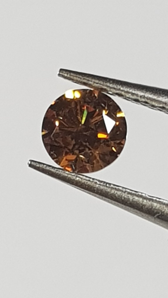1 pcs Diamond - 0.30 ct - Μπριγιάν - fancy vivid yellowish orange - SI2 #1.1