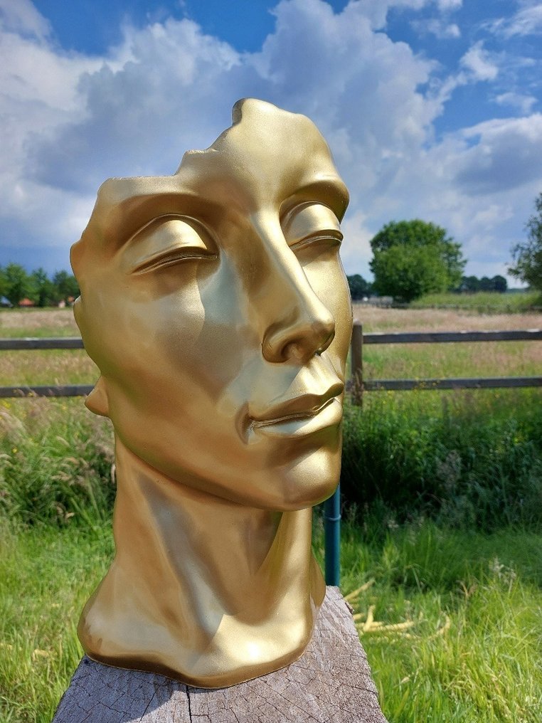 Statue, statue head in gold color - 50 cm - Polyresin #1.1