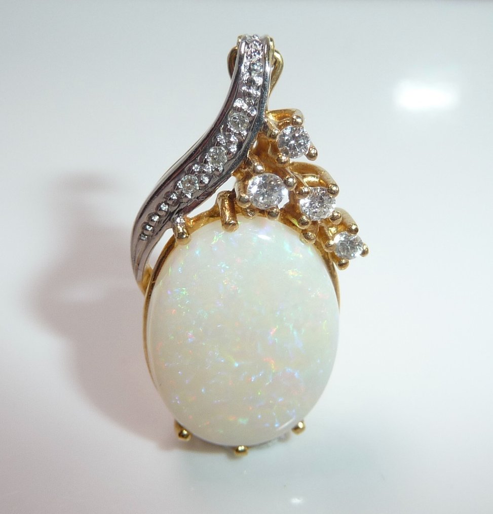 Pandantiv - 14 ct. Aur galben Opal - Diamant #1.2