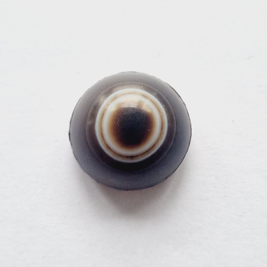 藏語/尼泊爾語 天然帶狀瑪瑙 珠子護身符凸圓面 w。佛眼 - 19.3 mm #1.1