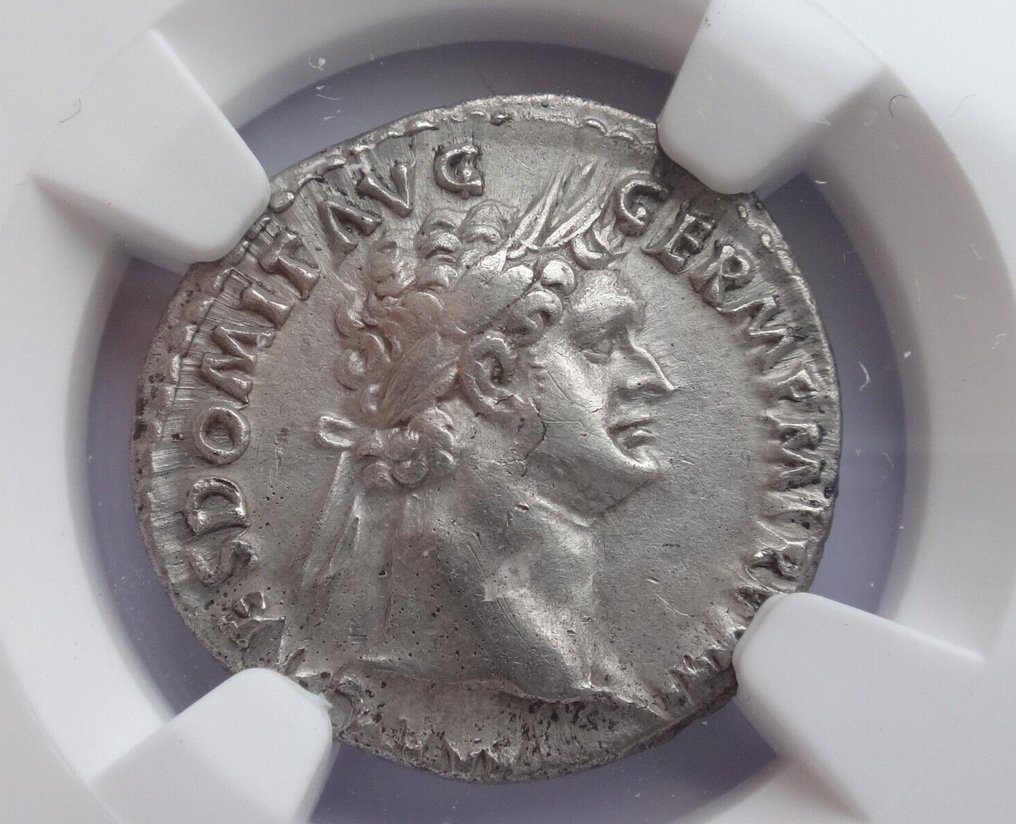 Roman Empire. NGC "Ch XF" Strike: 5/5 Surface: 2/5 Domitian, AD 81-96  AR. Denarius Rome mint. #3.1