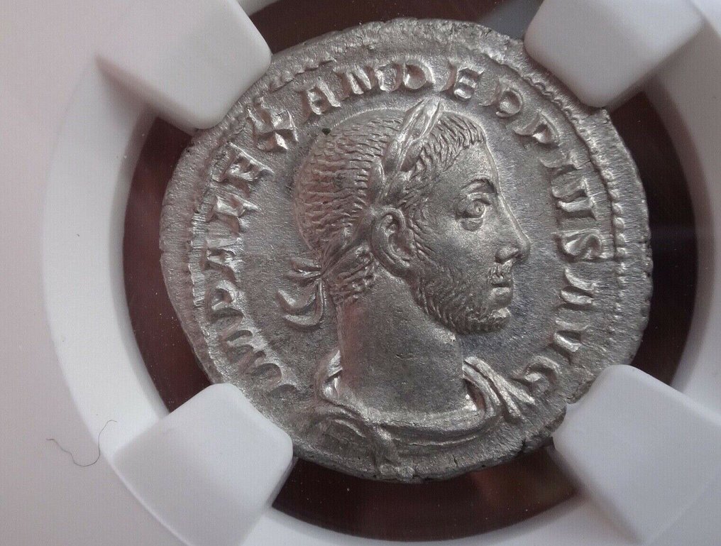Impero romano. NGC MS 5/5- 3/5 Severus Alexander AD 222-235.. Denarius #3.1
