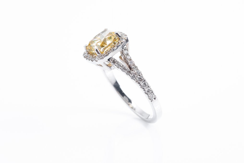 Wyrazisty pierścionek (statement) - 18-karatowe Białe złoto -  3.14ct. tw. Diament  (Naturalny) - Diament #3.1