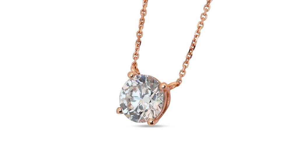 Necklace - 18 kt. Rose gold -  1.04 tw. Diamond  (Natural) #2.2