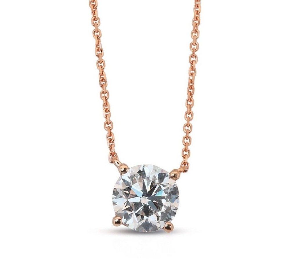 Necklace - 18 kt. Rose gold -  1.04 tw. Diamond  (Natural) #1.1