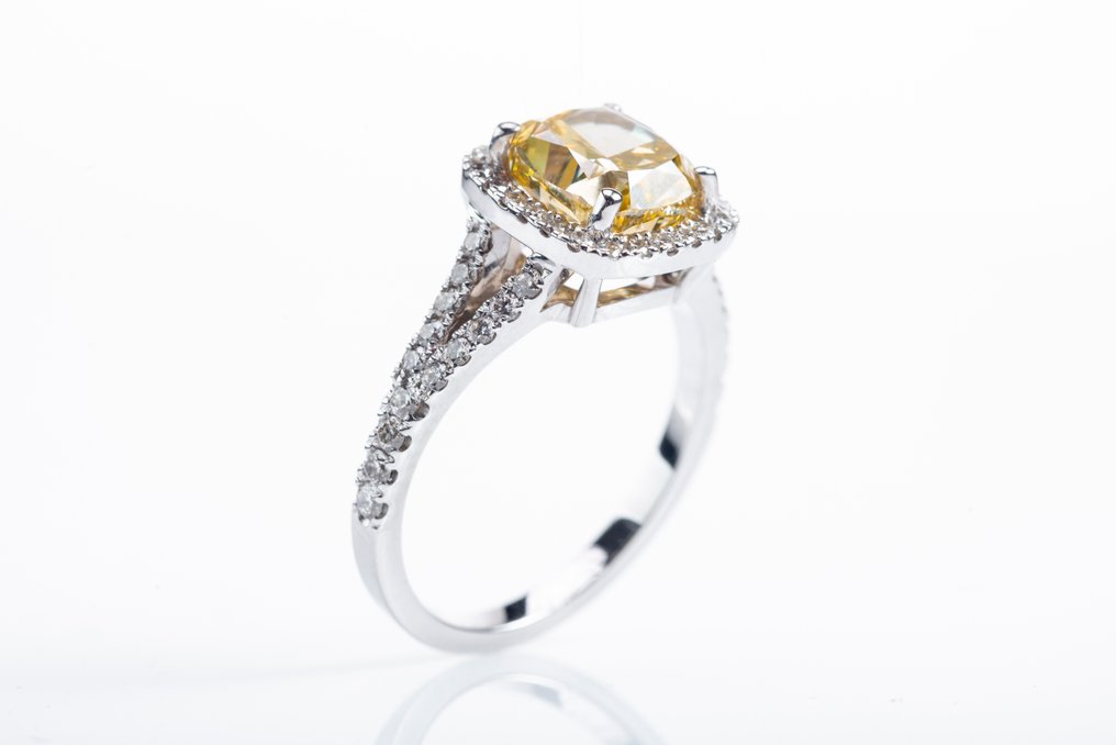Wyrazisty pierścionek (statement) - 18-karatowe Białe złoto -  3.14ct. tw. Diament  (Naturalny) - Diament #2.2