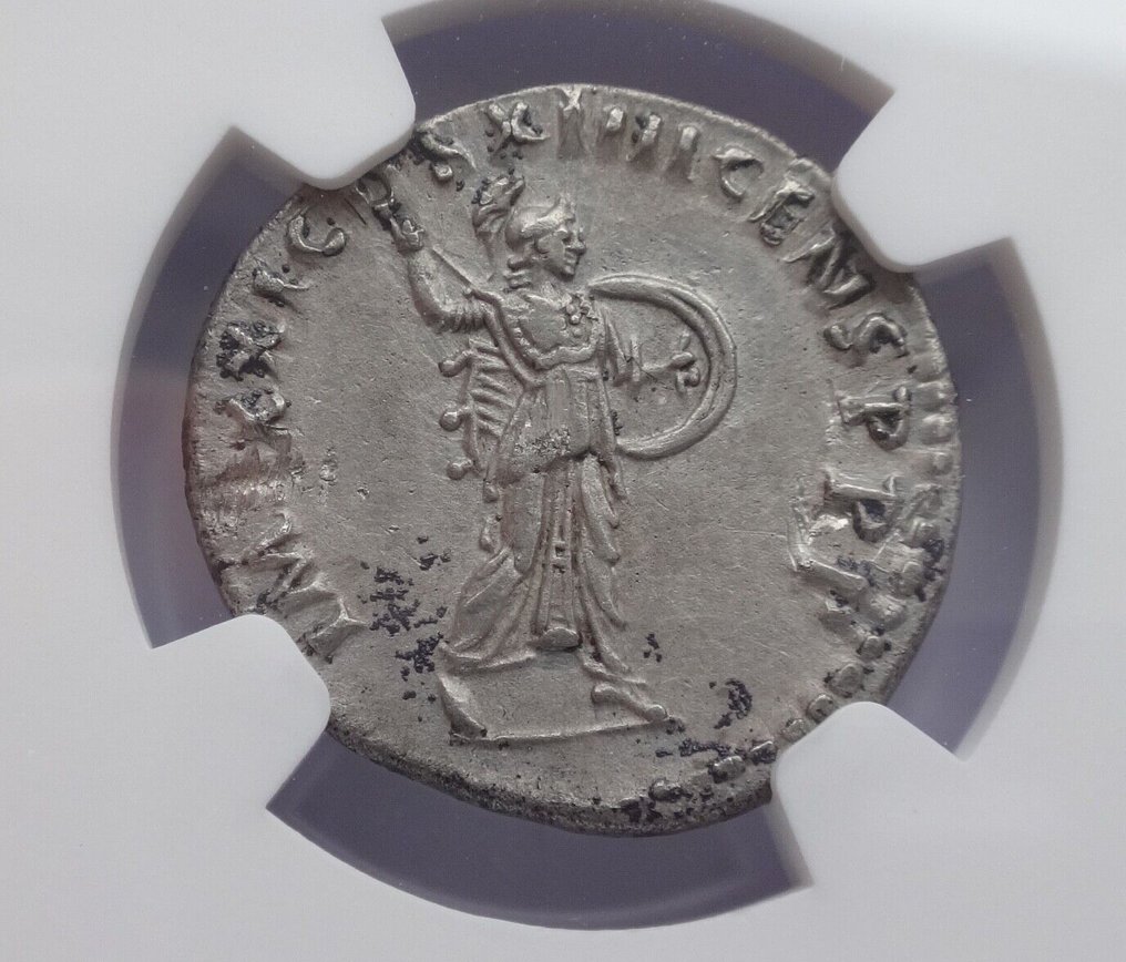 Romarriket. NGC "Ch XF" Strike: 5/5 Surface: 2/5 Domitian, AD 81-96  AR. Denarius Rome mint. #1.1