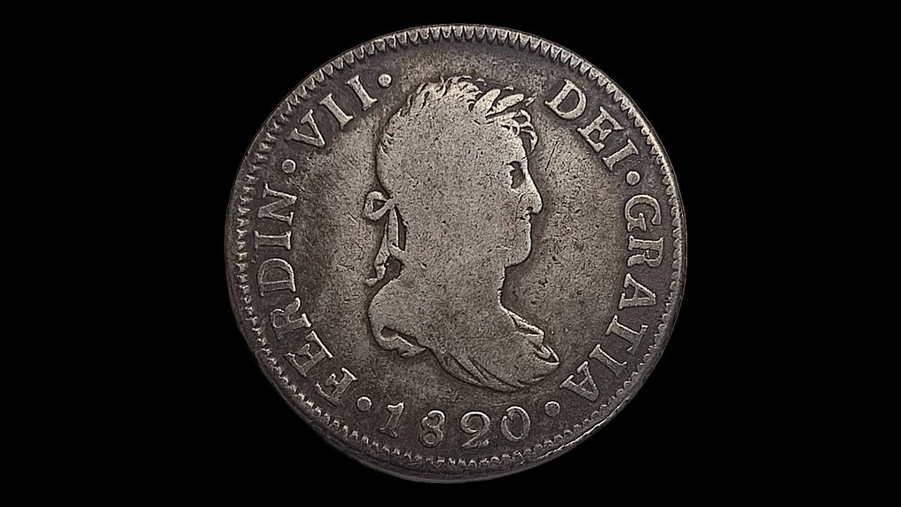 西班牙. Fernando VII (1813-1833). 2 Reales 1820 Guatemala M #1.1