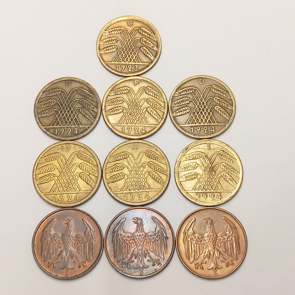德國，威瑪共和國. 10 Münzen, (verschiedene) 1923-1932 #1.2