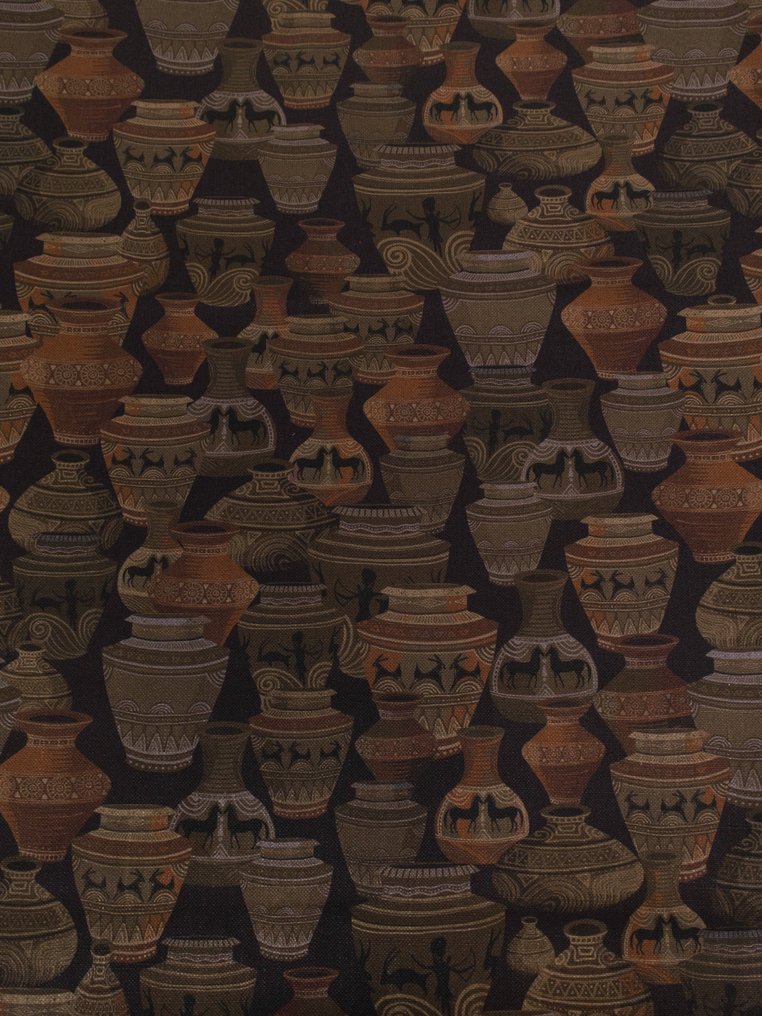 ARTEFACTS HELLENIQUES - 350 x 140 cm - Tissu exclusif en lin mélangé - Fabriqué en Italie - Textile #1.1