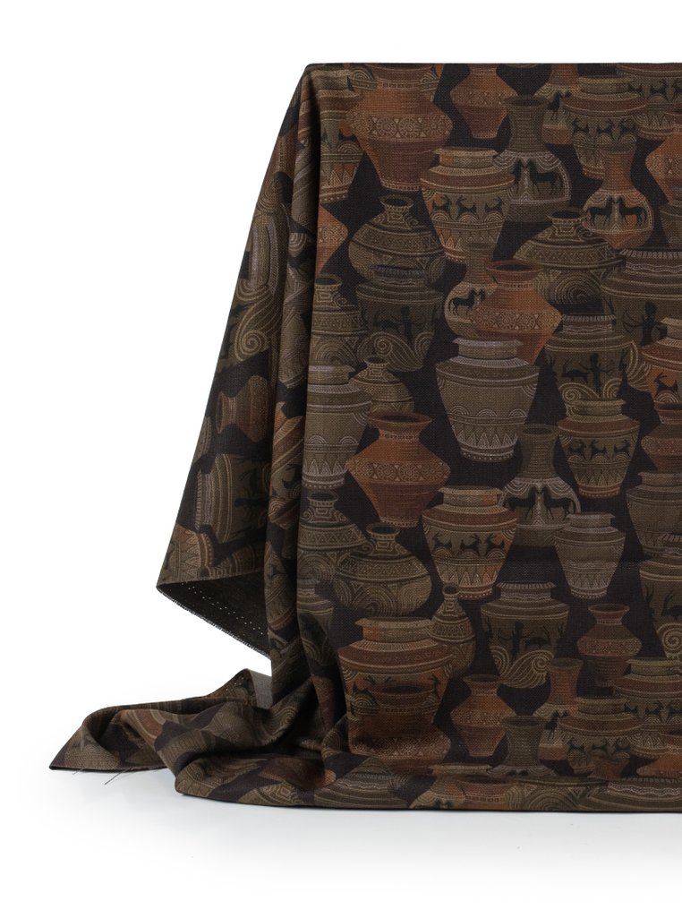 ARTEFACTS HELLENIQUES - 350 x 140 cm - Tissu exclusif en lin mélangé - Fabriqué en Italie - Textile #1.2