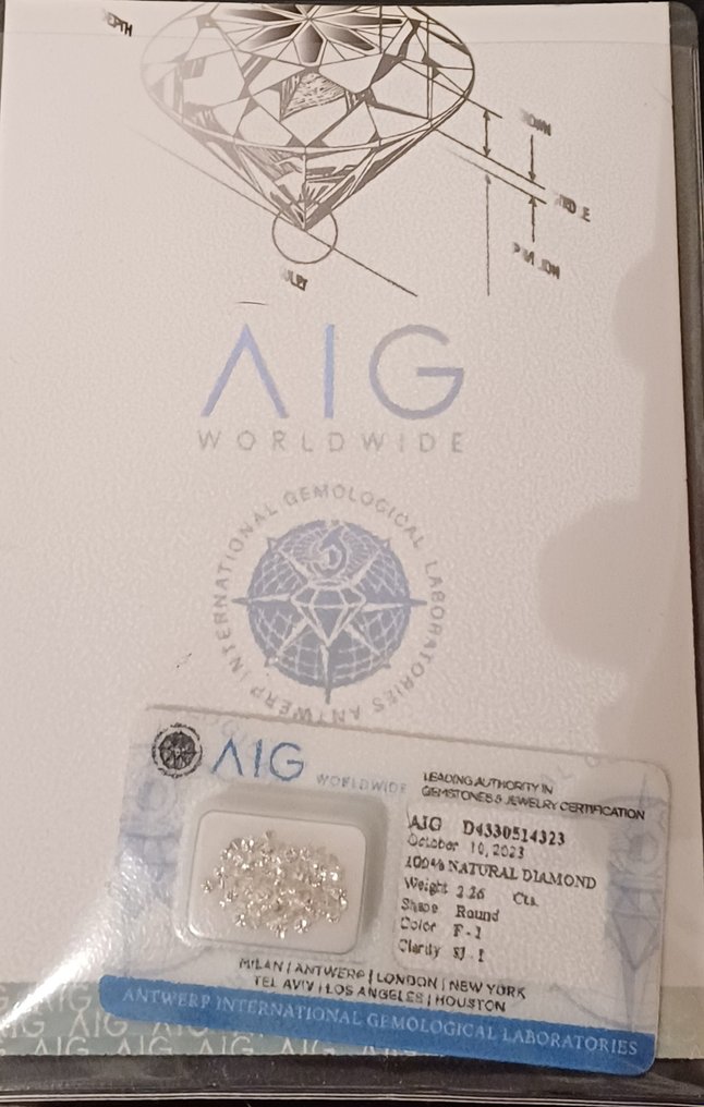 χωρίς τιμή ασφαλείας - 61 pcs Διαμάντι  (Φυσικό)  - 2.26 ct - I1, SI1 - Antwerp International Gemological Laboratories (AIG Ισραήλ) #2.1