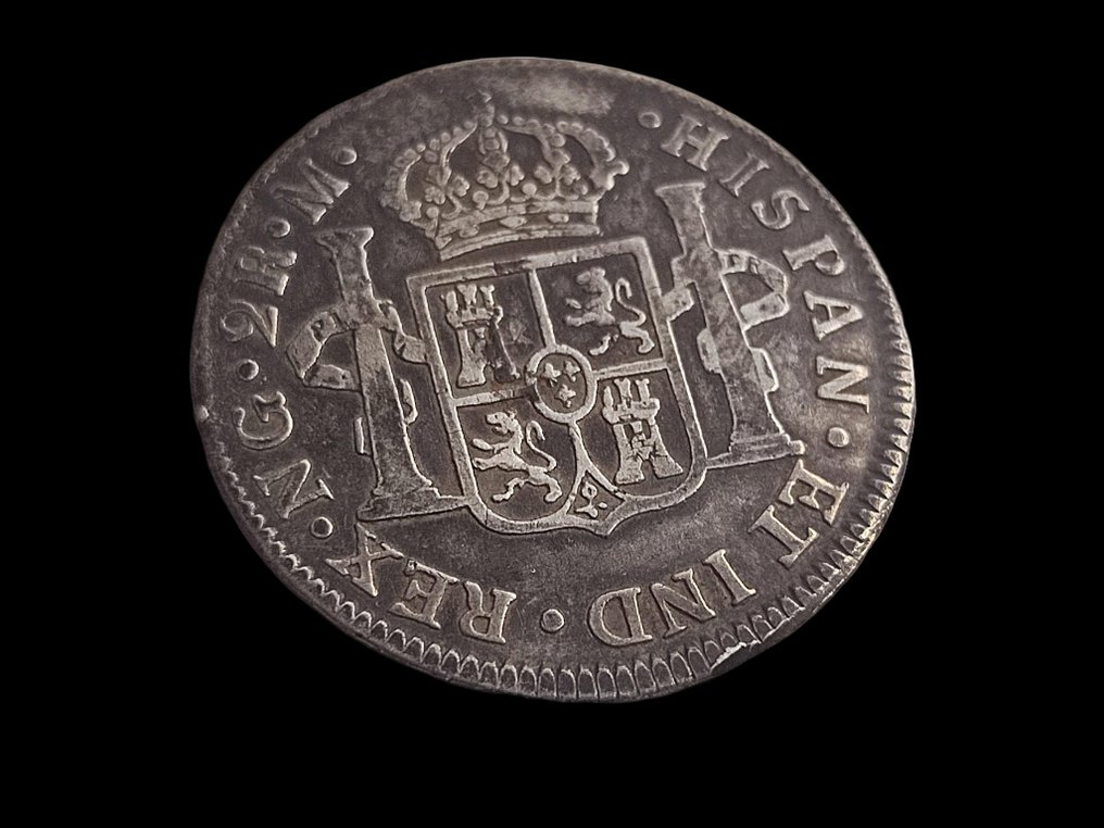 Hiszpania. Fernando VII (1813-1833). 2 Reales 1820 Guatemala M #2.1