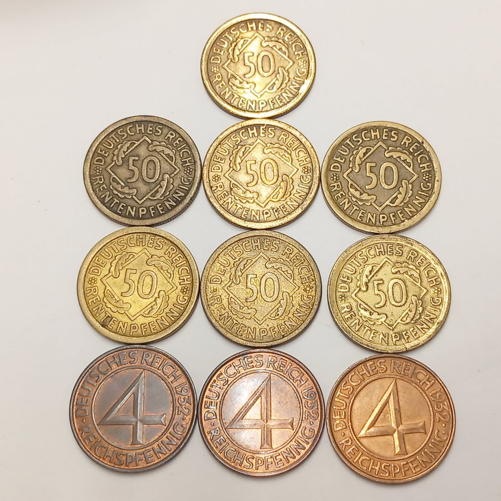 德國，威瑪共和國. 10 Münzen, (verschiedene) 1923-1932 #2.1