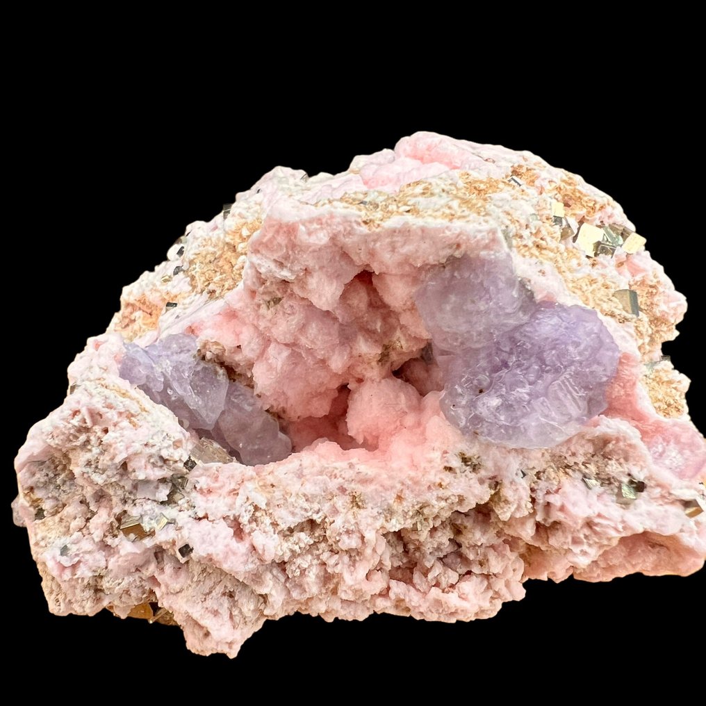 Fluorit a rodokroziton pirittel - Magasság: 7 cm - Szélesség: 5 cm- 220 g #1.2