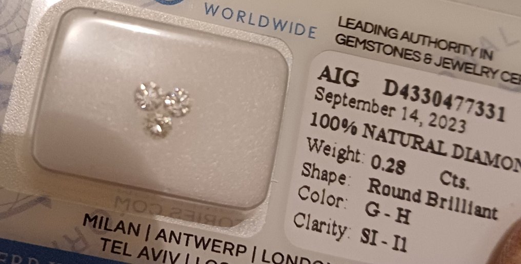 3 pcs Diamant - 0.28 ct - Brillant - G, H - I1, SI1 #3.1