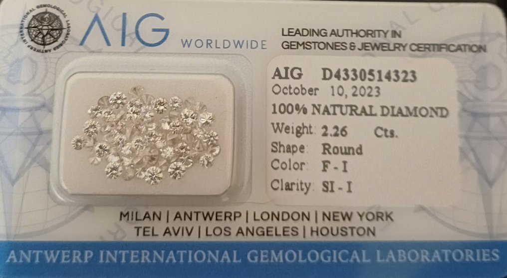 Ingen mindstepris - 61 pcs Diamant  (Natur)  - 2.26 ct - I1, SI1 - Antwerp International Gemological Laboratories (AIG Israel) #3.1