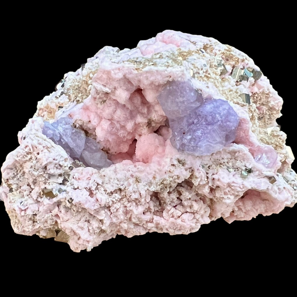 Fluorit a rodokroziton pirittel - Magasság: 7 cm - Szélesség: 5 cm- 220 g #2.1