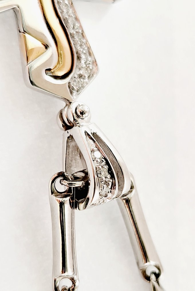 Collier avec pendentif - 18 carats Or blanc, Or jaune -  0.46ct. tw. Diamant (Naturelle)  #3.2