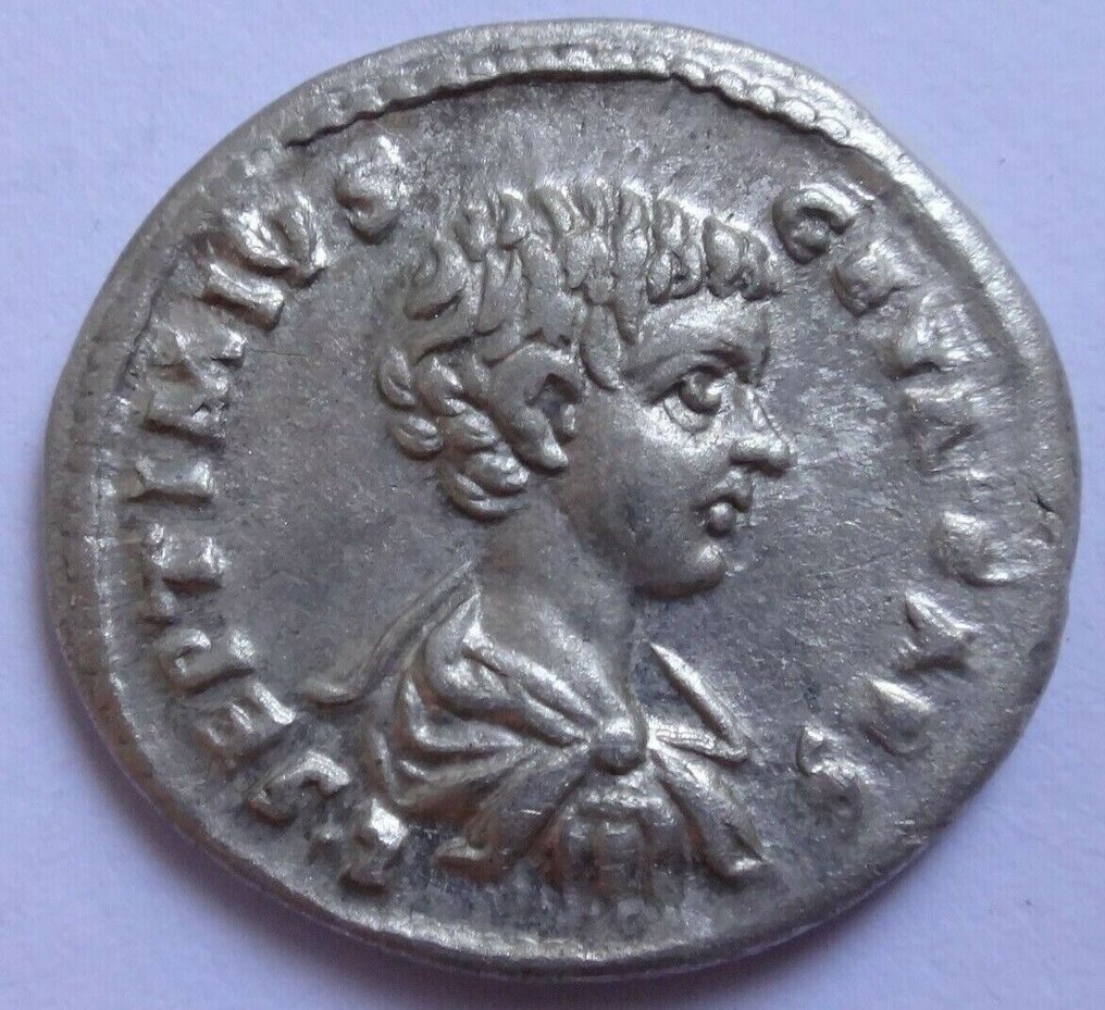 羅馬帝國. Geta, as Caesar, 198-209 AR. Denarius #2.1