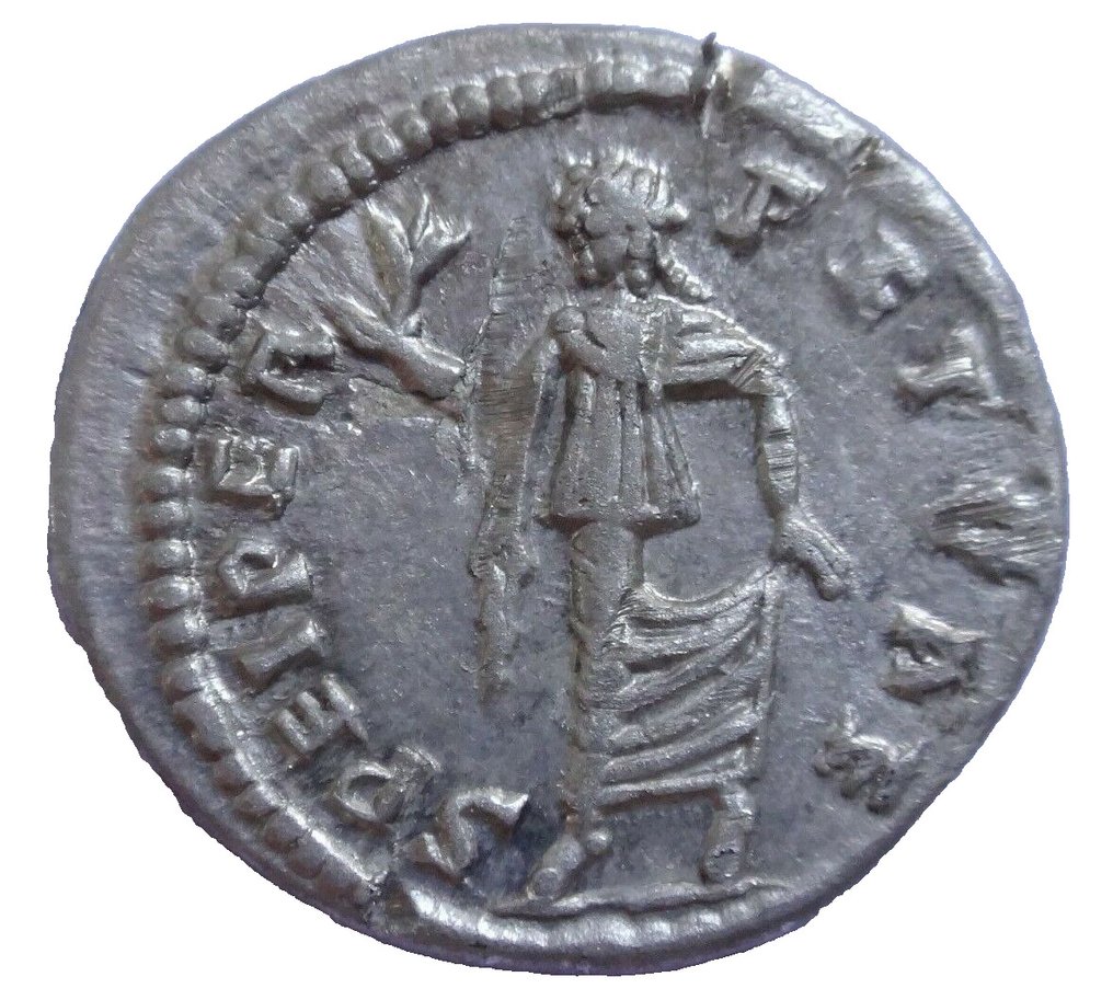 羅馬帝國. Geta, as Caesar, 198-209 AR. Denarius #1.2