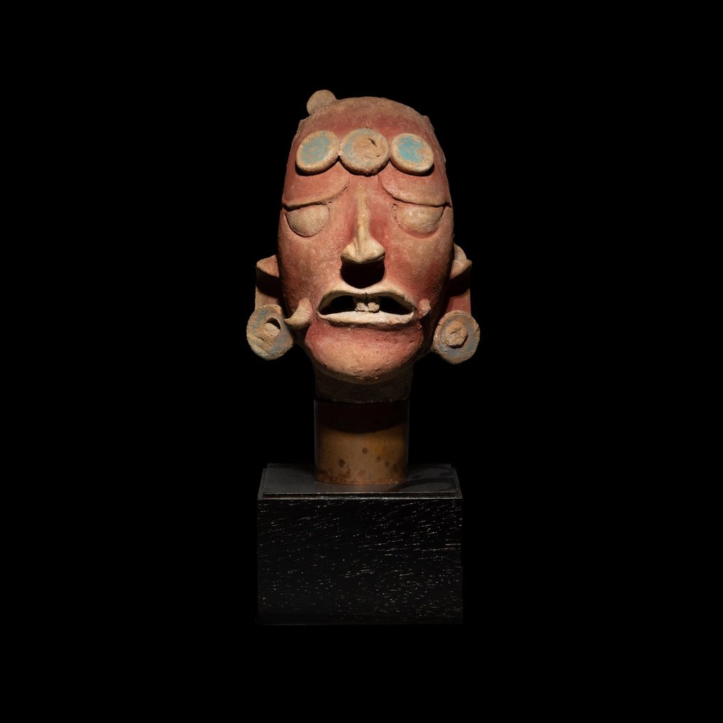 玛雅人 Terracotta 雕塑的头部。公元 400 - 600 年，身高 19.5 厘米。西班牙出口许可证。TL测试。 #1.2