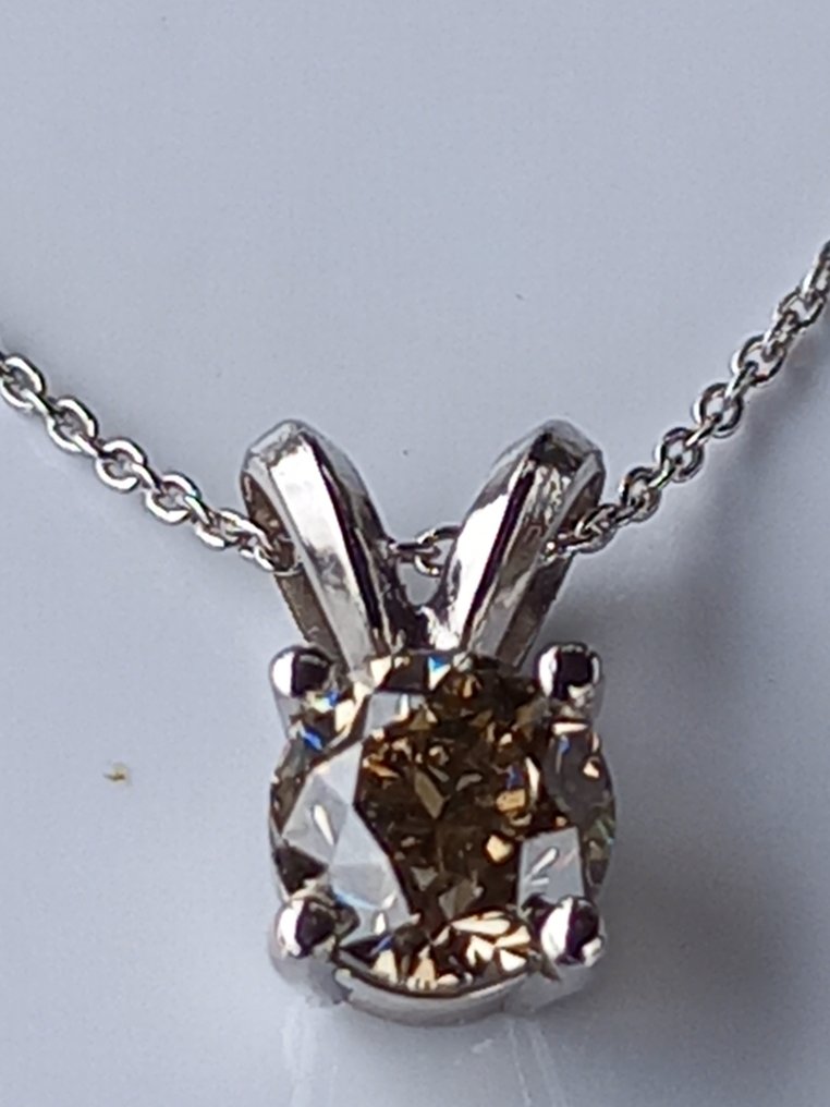 Collar con colgante - 14 quilates Oro blanco -  0.50 tw. Diamante  (Natural)  #1.2