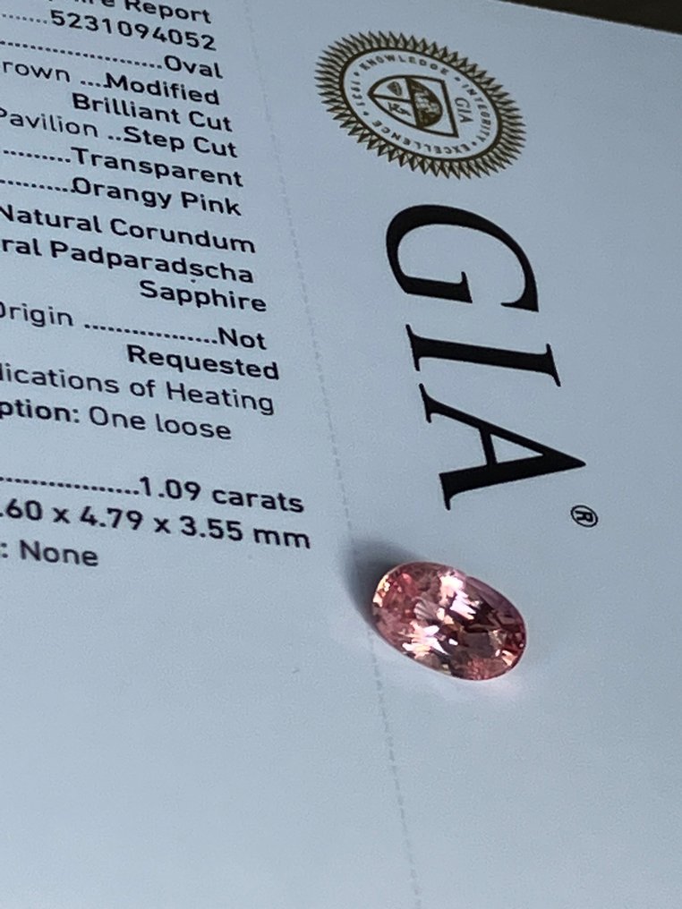 1 pcs  橙色, 粉色  - 1.09 ct - 美国宝石研究院（GIA） #3.1
